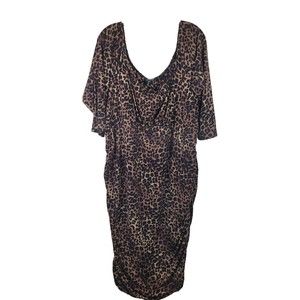 NWT Torrid Leopard Bodycon Rouched Dress Midi New 5X